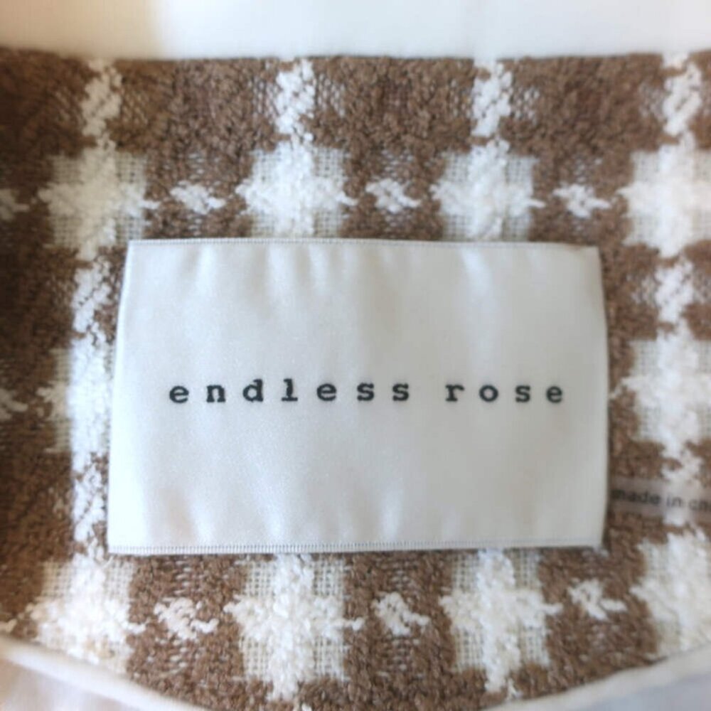 Endless Rose Houndstooth Blazer Romper Beige/White Tweed Size Small NEW - Picture 6 of 8